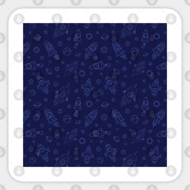 Space Animals light blue on dark blue Sticker by Sandra Hutter Designs